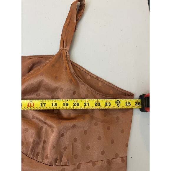 Y2K Satin Babydoll Slip Top 3X Polka Dot Minimal Coquette Glam Boho Terracotta - Picture 11 of 13